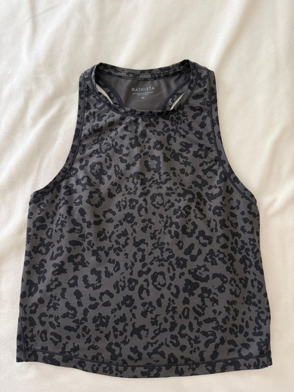 Athleta Shanti Gray Leopard-Print High-Neck Tank